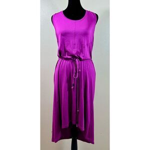 NWOT LOLE Magenta Purple Super Soft Stretch Jersey Knit Sophie Midi Dress Large